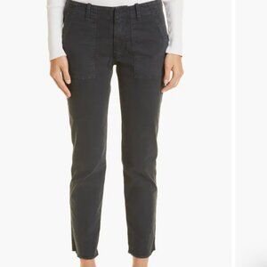 Nili Lotan Jenna black raw hem twil cotton crop pants Sz 6